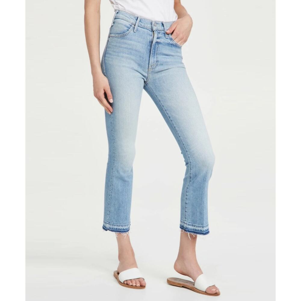 Mother Women On My Feet Light Wash Denim Hustler Ankle Undone Hem jeans Size 26 - Picture 2 of 10